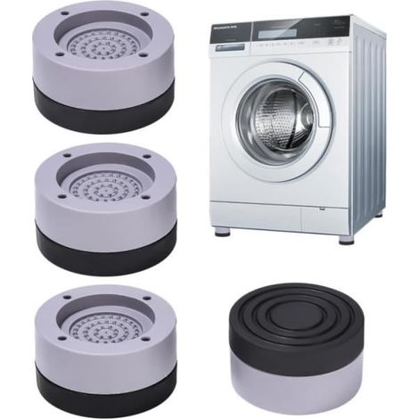 Patins Anti Vibration - Tampons a Pied Machine a Laver - Lot de 4 - Blanc - Caoutchouc - Antivibration (1/4)
