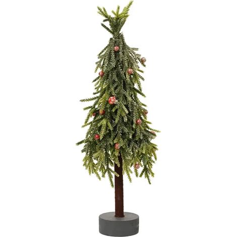Mini árbol de Navidad Merry Fir verde glitter con bacas y setas 14 × 45 (1/2)
