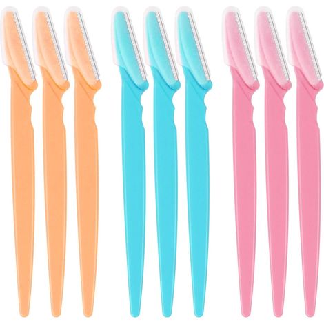 Rasoir à Sourcils, 9 Pièces Rasoir Visage, Rasoir Sourcil, Rasoir Sourcil Femme, Rasoir Femme Visage, Dermaplaning Visage, pour Femmes et Hommes (1/5)