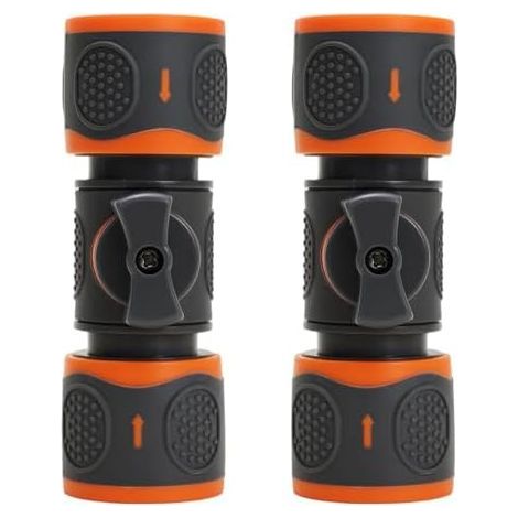 Lot de 2 Raccords Universels pour Tuyau d'Arrosage avec Robinet - Compatible 1/2" & 3/4" (12/19mm) Connexion Gardena Arrêt d'Eau Instantané Arrosage, Nettoyeur Haute Pression (1/5)