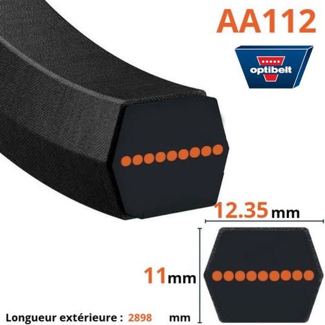 Courroie hexagonale lame tracteur tondeuse AA112 - Optibelt LG2000850