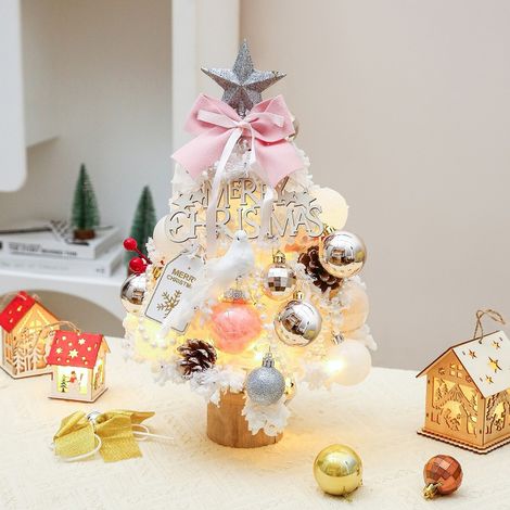 Mini Albero di Natale 45 cm – Dorato con Effetto Neve, Design Elegante e Compatto – Ideale per Scrivania, Ufficio e Decorazioni DIY Festive (1/4)