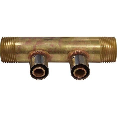 Collecteur à Sertir PER entraxe 40mm Ø3/4" (20/27) Mâle Mâle - 2 Piquages Ø16 avec ses Bagues - Arcanaute (1/2)