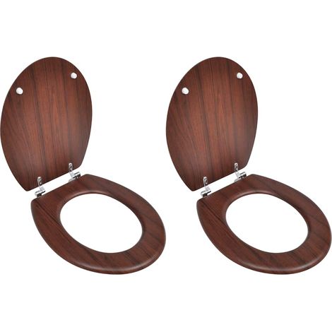 Toilettensitze mit Deckel 2 Stk. MDF Braun