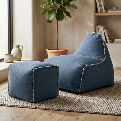 Soo Santaï MiniBuddy's Rest poltrona pouf a forma di pera con poggiapiedi, 75x60x65 cm per uso interno, sfoderabile, con cucitur