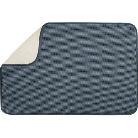iDesign iDry Tappetino lavello extra-large, Sottile tappetino cucina in poliestere per asciugatura veloce delle stoviglie, grigio peltro/avorio (1/4)