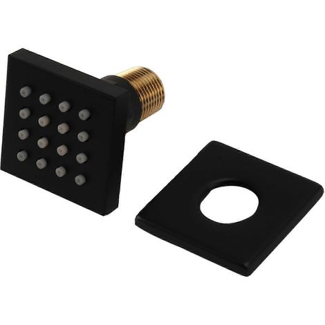Douche spa carrée en laiton avec massage corporel, finition nickel brossé et noir mat (1/5)