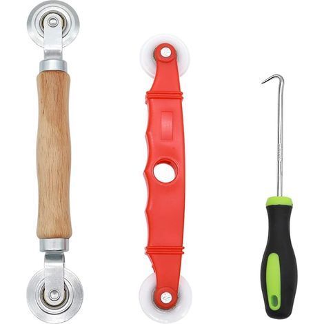 3 Pièces Outil de Roulement D'écran Bois Rouleau à Cannelureet Outil de rouleau en Plastique et 3.5 mm Crochet pour L'installation de Moustiquaire de Fenêtre (1/5)