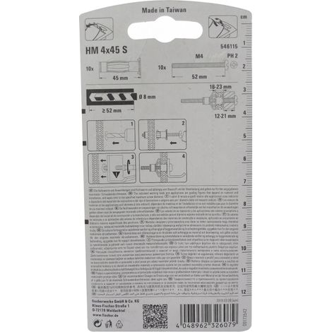 Chevilles Fischer HM 4x45mm pour Corps Creux Lot de 10 (1/3)