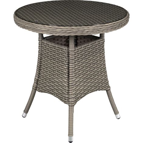 Dellonda Chester Rattan Wicker Outdoor Bistro Table Tempered Glass Brown DG65 (1/5)