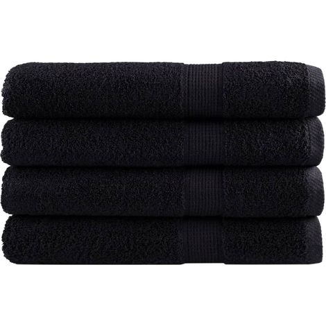 Serviettes de sauna haut de gamme SOLUND, lot de 4. Noires, 80 x 200 cm, 600 g/m².
