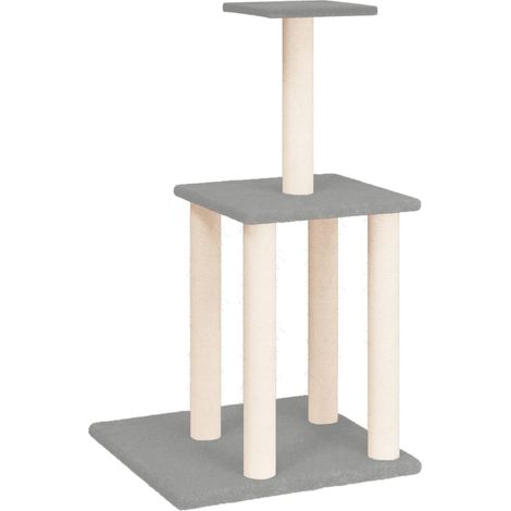 Tiragraffi per gatti Mobili per arrampicata su torre Tiragraffi piattaforma da arrampicata con tiragraffi in sisal leggero 85,5 cm grigio 020022625