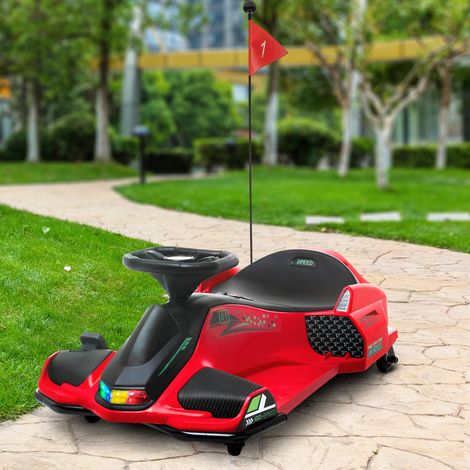 Karting électrique pour enfants, roues en caoutchouc, 3-8 km/h, avec lumières et musique, rouge (1/5)