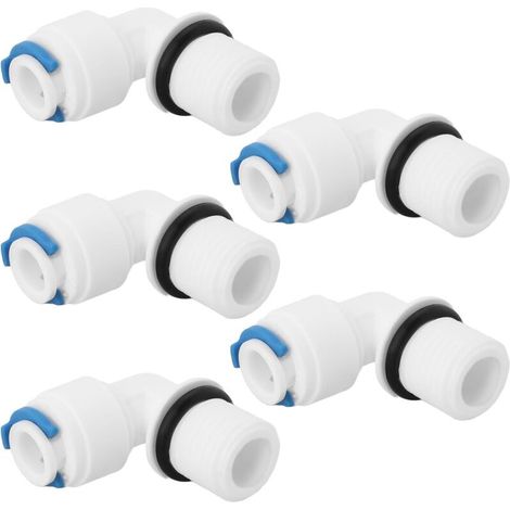 Raccordi a gomito a 90° in ottone con filettatura maschio da 1/4″ × 1/4″ - Confezione da 5 per filtri ad osmosi inversa