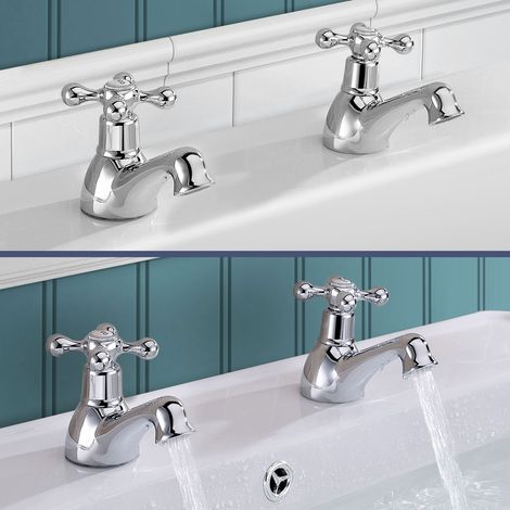 Strafford Traditional Victorian Chrome Bath Filler & Basin Tap Set (1/4)
