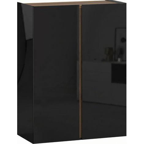 CHICFURN Zapatero de 6 niveles 70x33,5x95 cm negro brillo, cierre suave, ahorro de espacio (1/5)