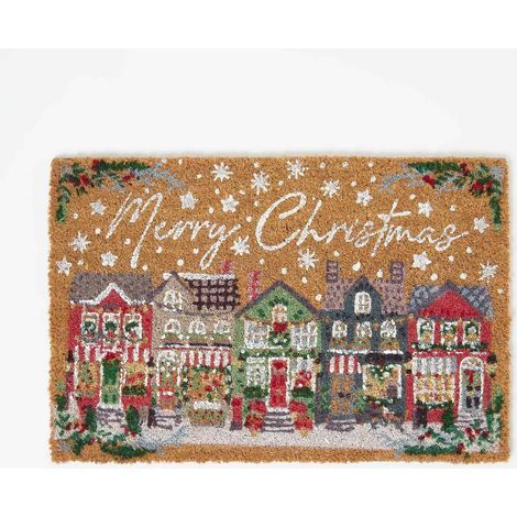 HOMESCAPES Christmas Village Doormat - Coir, 40 x 60 cm (1/4)