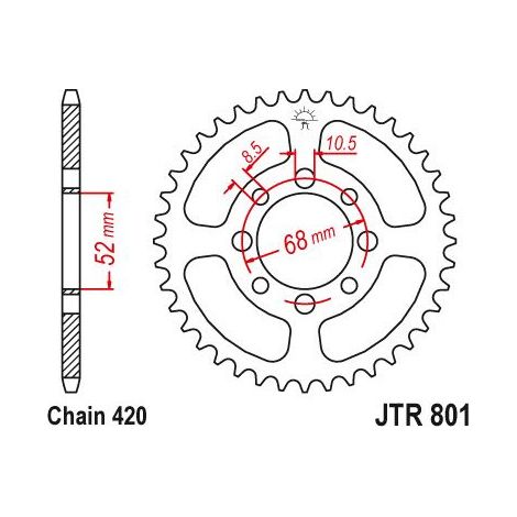 Pignon arrière en acier JT R801-50, 50 dents, taille 420