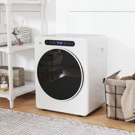 Sèche linge à évacuation. sèche-linge électrique 1000 W 3 Kg. 6 modes de séchage. minuterie. acier inoxydable. blanc