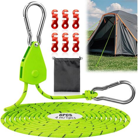 Corde a Cliquet de Tente Camping Réglable Tendeur Voile Ombrage Toile (1/5)