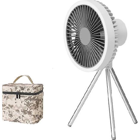 Wiederaufladbarer Campingventilator mit 10.000 mAh Akku, tragbarer kabelloser Tischventilator, Deckenventilator mit Powerbank und weißer LED-Leuchte (1/5)