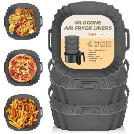 3 Pièces Silicone Moule Air Fryer Accessoires, Réutilisable Chaud Papier Cuisson Friteuse Sans Huile Airfryer Panier Convient (1/4)