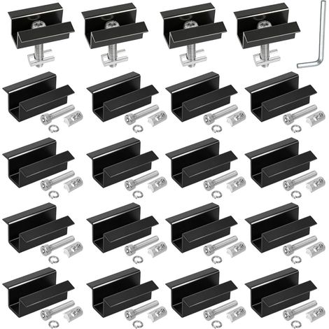 20PCS Pince Centrale Solaire, Aluminium Coulisse Solaire pour Panneaux Épais 30-45 mm, Supports Réglables pour Modules Photovoltaïques, Toits Plats ou Métalliques (20,45mm) (1/5)