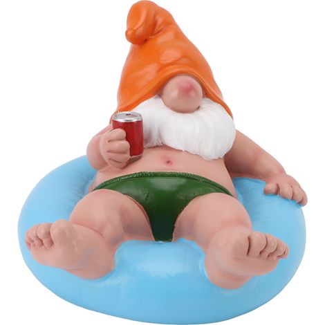Statue de gnome flottante pour jardin/piscine - Gnome relaxant en résine durable - Décoratif, 17.5x12x15.5cm, bleu, inclus: 1 figurine (1/5)