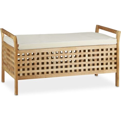 Banco arcón de almacenamiento 120 x 40 x 45 cm 2 plazas aspecto moderno y atemporal de nogal marrón 130003283 (1/5)