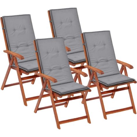 Set 4 cuscini per sedie da giardino in tessuto grigio 120x50x3 cm DEC021545