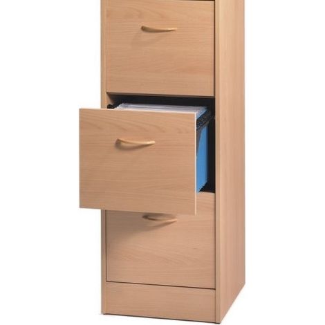 Classeur 3 tiroirs dossiers suspendus Bois clair Office H109cm (1/4)