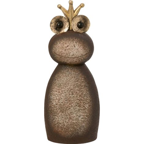 Figurine grenouille couronnée marron et or - marron foncé et doré (1/3)