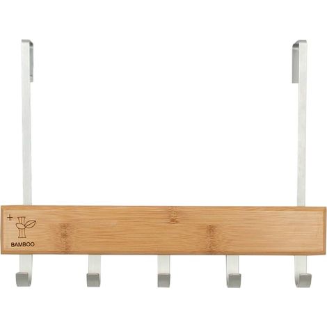 Patère autocollante en Bois Vieilli avec 5 Crochets pour Suspendre Manteaux, écharpes, Sacs à Main et Plus Encore Naturel, Retro Color, 40  30  3.5CM (1/5)