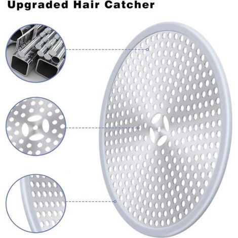 Filtre de cheveux pour drain de douche - Grille anti cheveux Attrape cheveux - Salle de bain - Argent et silicone (1/4)