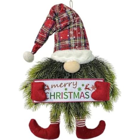 Couronne de Porte GNOME Déco Extérieure Noël pour Porche Et Porte (1/5)