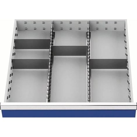 Matériel de compartimentage pour tiroir Hauteur du panneau 200 mm 2 séparateurs long./4 transversaux