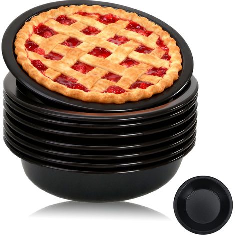8 Pack Mini Pie Pan Set for Baking, 13 cm Small Cake Bake Tins, Nonstick Carbon Steel Round Cake Pan, Individual Baking Dish Plates for Oven & Pot Bake Chicken Pot Quiches, Apple Pies, Cookies (1/5)