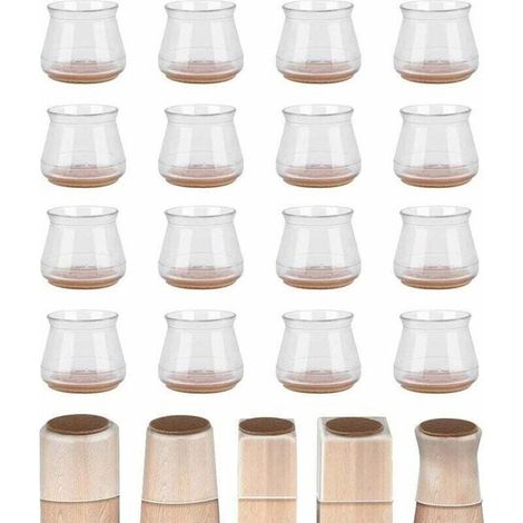 Protectores para patas de silla - Paquete de 16 unidades - Material de silicona transparente - Adecuados para patas de silla de 18 a 25 mm de diámetro. (1/5)