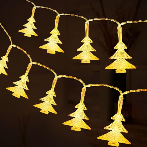 Guirnalda de luces para árbol de Navidad, 6 metros, 40 LED, funciona con pilas, perfecta para Navidad, bodas, fiestas, luz cálida. (1/5)