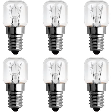Ampoule Four 15W 300 Degres E14 Dimmable, AC220V-240V, Ampoule Incandescence E14 T22, 85LM Blanc Chaud 2300K, E14 Petit Culot à Vis Pygmy Lamps Pour Micro-ondes, Four, Lampe à sel, 6 Unité