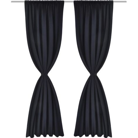 2 pcs Rideau Blackout Occultant Noir Tête à Fente 135 x 245 cm CFW88343 (1/3)