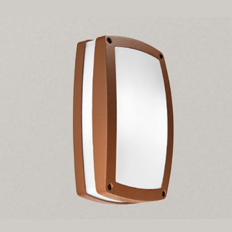 Applique gea led ura q ges302 led ip54 lampada soffitto parete classica alluminio ruggine rettangolare e27