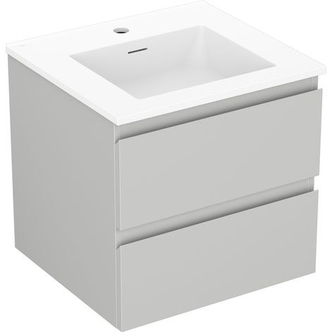 Mexen Orio Badezimmerschrank 50 cm mit Waschbecken Otis, 2 Schubladen, grau matt/weiß matt - 91A10-05047-2-BFF62-W18M01 (1/5)