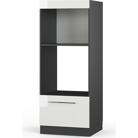 Mobile cucina microonde Fame-Line, Bianco lucido, 60 cm aperto, Vicco