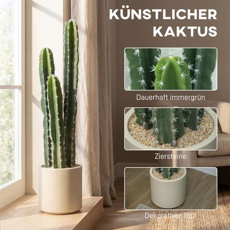 Cactus artificiel grand modèle 95 cm avec pot design réaliste vert pour décoration maison ou bureau (1/4)