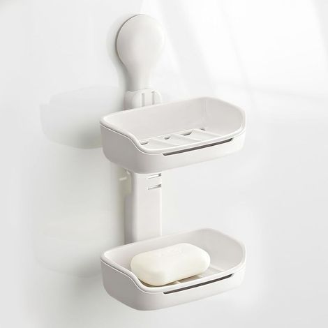 Porte-savon de douche (sans perçage) avec trou d'évacuation, porte-savon à ventouse, porte-savon mural, étagère de douche pour salle de bain et cuisine (1/5)