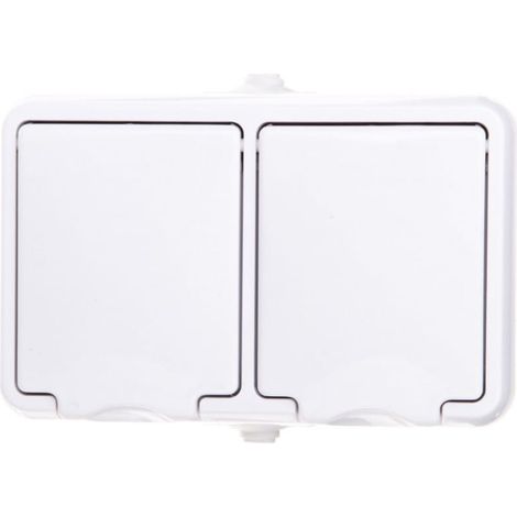 Enchufe doble Hydro Hermetic con/con IP44 con tapa, blanco 120436