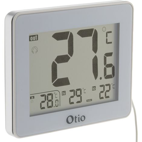 Otio – Thermomètre intérieur extérieur filaire avec écran LCD 9 cm – Sonde 1,5 m – Affichage températures -40°C à 70°C