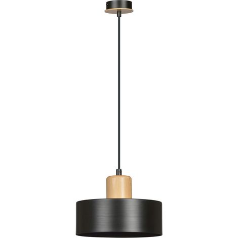 Lampada a sospensione Emibig Torin nera legno Ø25 E27 (1/5)
