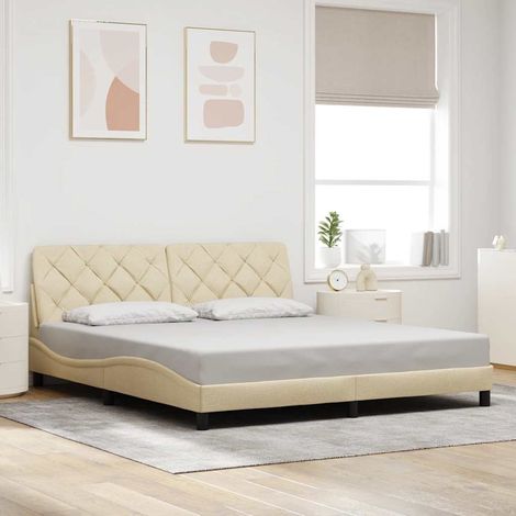 Bettgestell ohne Matratze Creme 180x200 cm Stoff vidaXL (1/5)